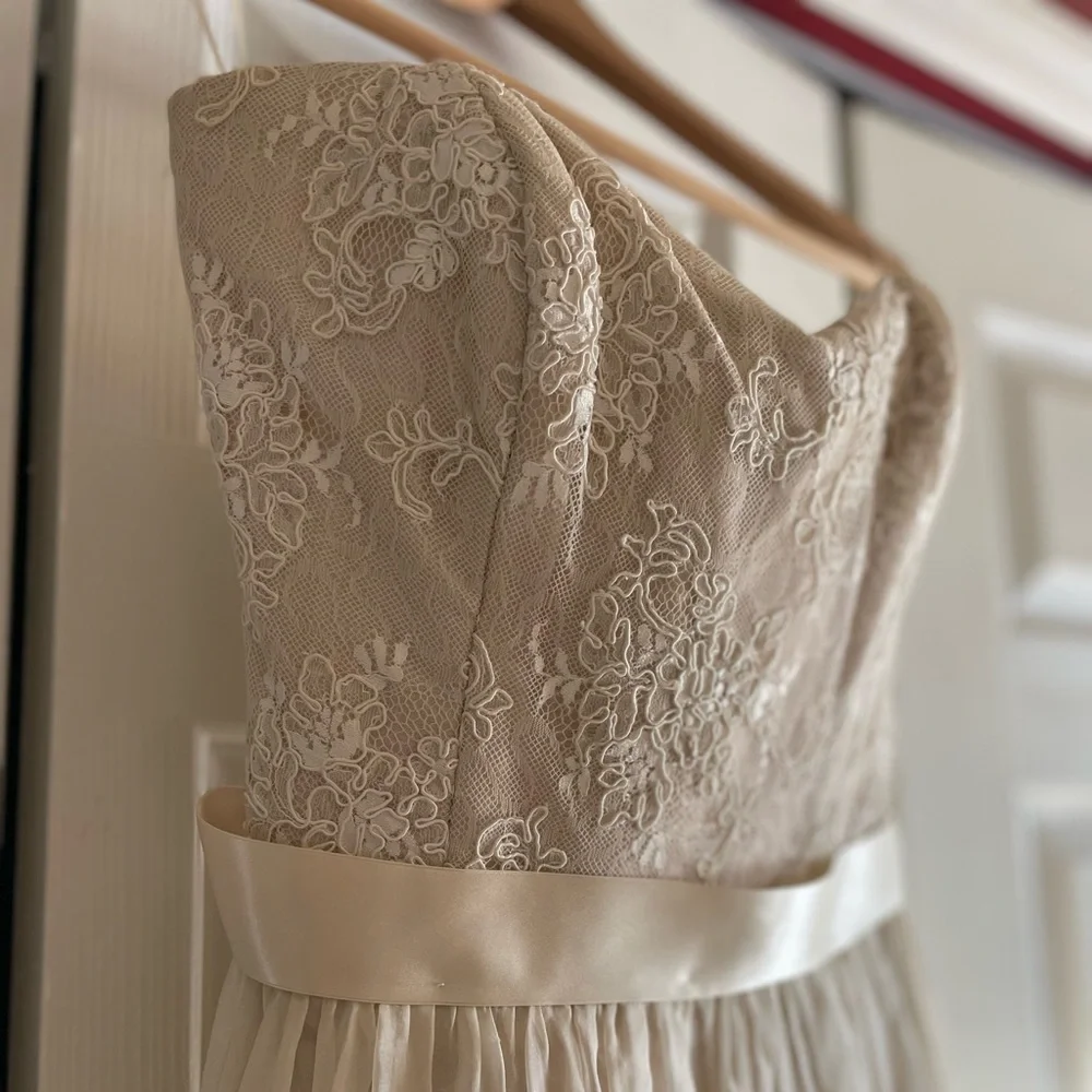 100% Pure Silk Wedding Dress Almond & Ivory Seattle Bridal Size 4 - Picture 10 of 17